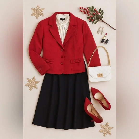 VTG 90s Giorgio Sant’Angelo Cranberry Brocade Blazer Rose Buttons Bow Detail 12 - Picture 2 of 9